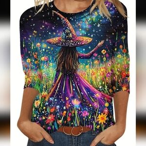 Source Unknown Enchanted Garden Long Sleeve Top